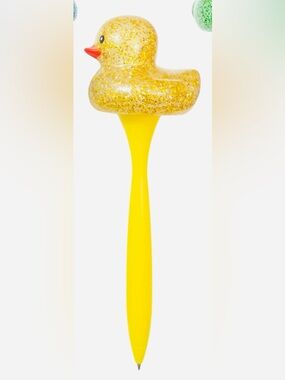 Rubber Duck Novelty Pen Yellow Glitter Sparkle & Squeeze NWT